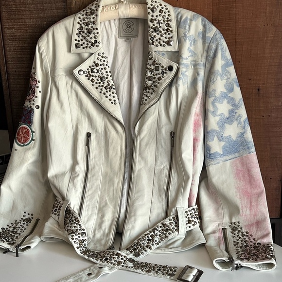 NWOT Ladies 2X Double D Ranch “Liberty and Justice” Leather Moto Jacket America - Picture 4 of 9